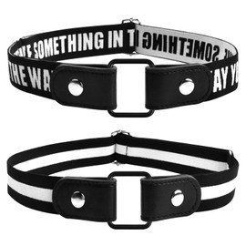 Tinsellns 2 Pieces Boys Girls No Buckle Stretch Belt Kids Elastic Belts Invisible Adjustable Elastic Buckle Free Belt with 2 Square Buckle for Children 5-15 Years Jeans Pants Dress Stretch Waist Belt