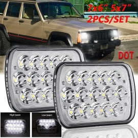 Unbranded 2PC For Jeep Cherokee XJ 1984-2001 Wrangler YJ 1986-1995 5x7" 7x6 Led Headlight