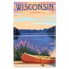 Lantern Press 16x24 Inch Giclee Print, Wisconsin, Canoe and Lake