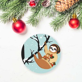 Sloth Christmas Ornaments,Xmas Tree Hanging Ornaments Ceramic Keepsake