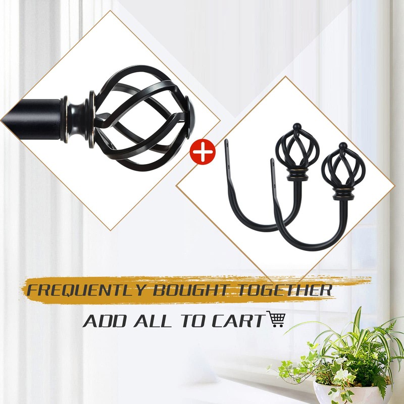 KAMANINA Decorative Curtain Drapery Holdbacks for Wall, Black Curtain Tiebacks