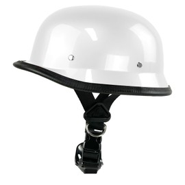 German Style Motorcycle Helmet,Adult Half Helmet Open Face DOT Approved, Motorcycle Cruiser Scooter Cool Helmet (White, Large)