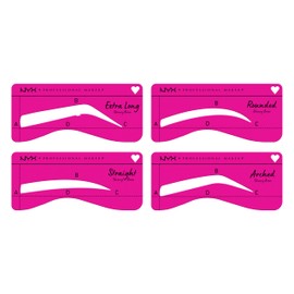 NYX Professional Makeup Thin Eyebrow Stencils, Set of 4 Eyebrow Stencils for Perfectly Shaped Brows - Curved, Extra Long, Round and Straight, Zero to Brow, 1 x 4 Pieces