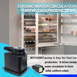 W11542867 Ice Maker Recirculation Pump | Compatible with Whirlpool Kenmore Jenn-Air | Models KUIX535HPS00 KUIX505ESS1 KUIC15POZP1 KUID308HPS01 | Replaces W11176264 W10747426 W11325175