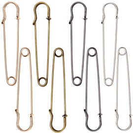 8 x Extra Large Metallic Safety Pins - 4 Inch Big Pins Accessories - Fashion, Clothing, Sewing, Crafts, Quilting - Holds Fabrics, Blankets, Laundry, Upholstery Furniture