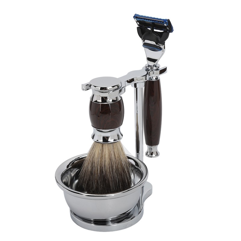 Men Manual Trimmer Kit Trimming Soap Bowl Stand Beard Brush