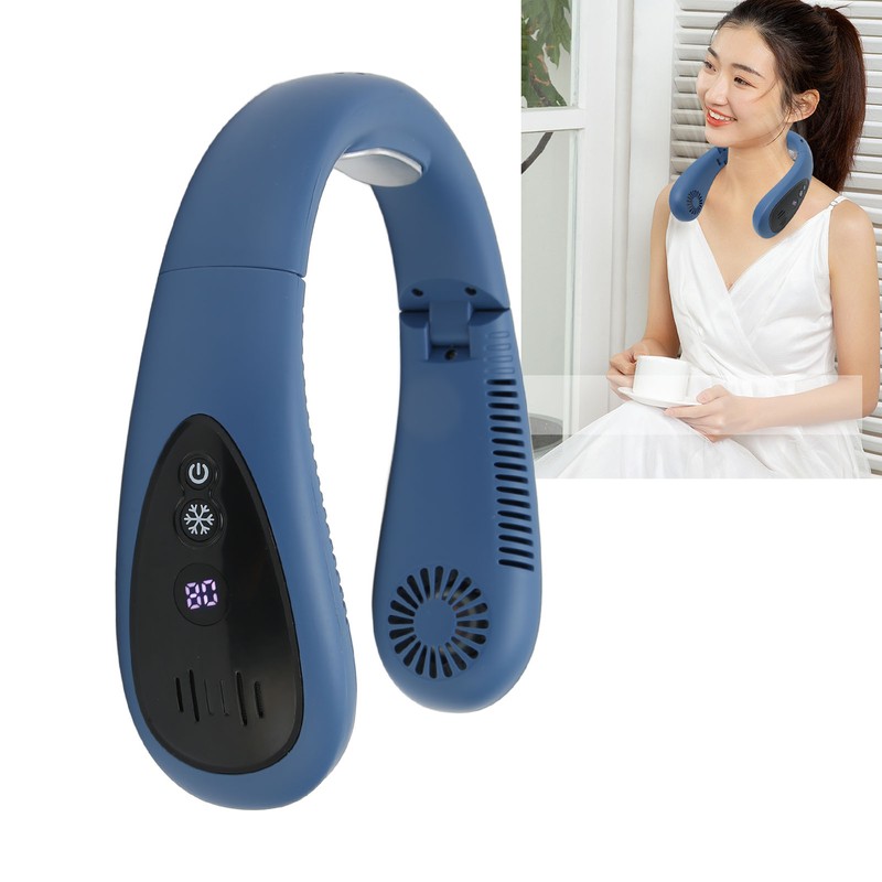 Bladeless Neck Fan USB Charging LED Digital Display 3 Speeds