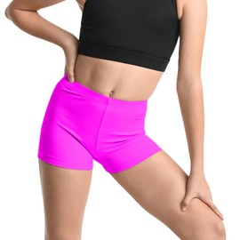 NetSetUK Girls Cycling Shorts - Kids neon Microfiber hot Pants Stretchy Comfortable fit Girls Shorts for Yoga, Ballet, Gymnastics, School & Sportswear