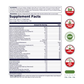 KAL Liposomal Multivitamin - High Potency Liposomal Vitamin C, D-3, and More - Men and Women Multivitamin for Cardiovascular and Nervous System Support - 30 Servings, 60 VegCaps
