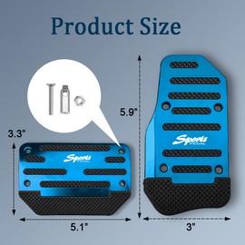 Mearo 2PCS Car Non-Slip Aluminum Alloy Pedal Pads, Nonslip Car Pedal Pads, Non-Slip Foot Pedal Covers Set, Accelerator Pedal Pad Cover Interior Decoration Accessories Universal for Car, SUV (Blue)