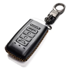 Vitodeco Leather Smar Key Fob Case Compatible with Acura RDX, MDX, ILX, TLX (2016 - 2021Models) - 5-Button, Black
