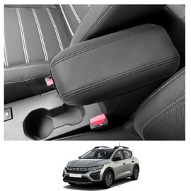 CDEFG Central Armrest Armrest Cover Compatible with Dacia Sandero 3 / Sandero Stepway III/Jogger 2021-2023 2024 2025 Centre Armrest Armrest Lid Cover Scratch Protection Centre Console Faux Leather