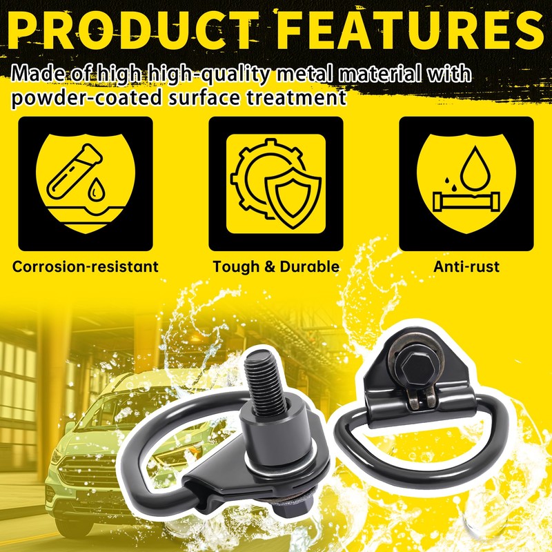KUAFU 6Pcs Cargo D-Hooks Compatible with 2015-2024 Ford Transit-150 250