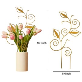 Decorative Metal Plant Trellis for Indoor Potted Plants – Leaf Shape Vine Support Stakes with 6 Plant Clips, Black/Green/Gold Garden Trellises for Climbing Plants, Vines (Black+Green+Gold 3pcs)