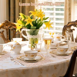 wiipara Set of 6 Place Mats, Washable, Modern Round Place Mats, Christmas Decorative Table Mat, Dining Table, Place Mat, Round for Home, Wedding (Pink Gold, with Coaster)