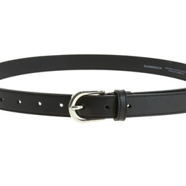 FASHIONGEN - Women genuine Italian leather belt LUNA, Made in France - Black, 95 cm (37 in) / Waist size 35 to 36