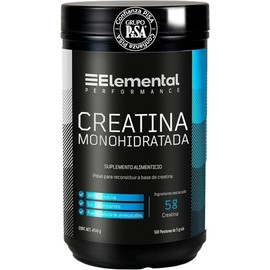 Elemental Creatina Monohidratada, Hecho por PiSA, Pureza Certificada Laboratorio | 90 Servicios de 5g, 450g | Alto Rendimiento, Performance, Pre workout, Sin Sabor, Apto para Veganos
