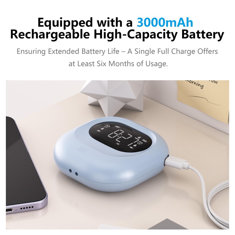 Vibrating Alarm Clock Rechargeable Battery Operated Cordless & Dual Alarms