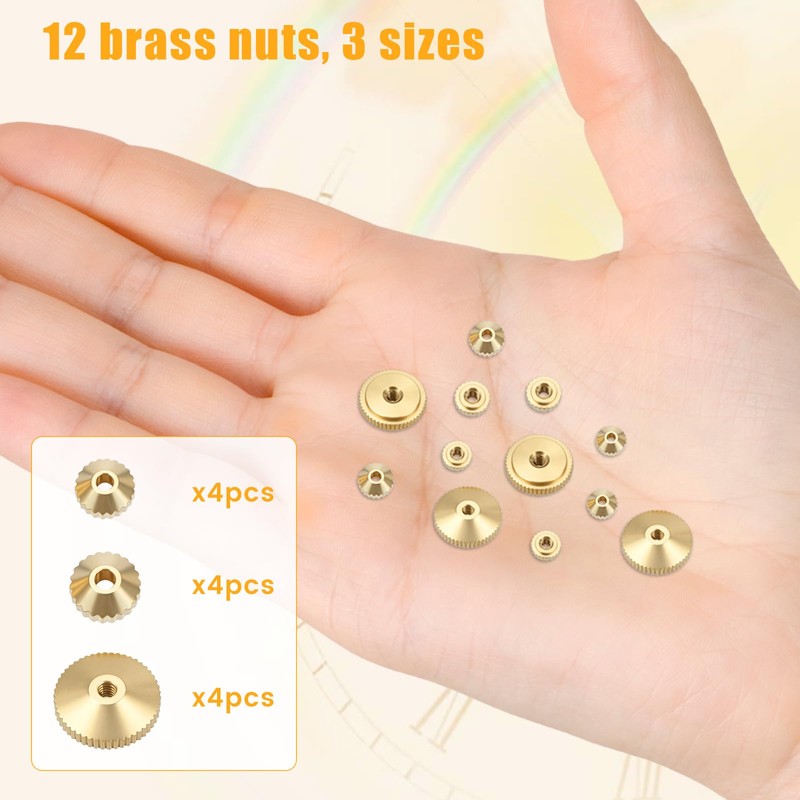 12 PCS Brass Clock Hand Nut Assortment, Clock Hand Assortment,