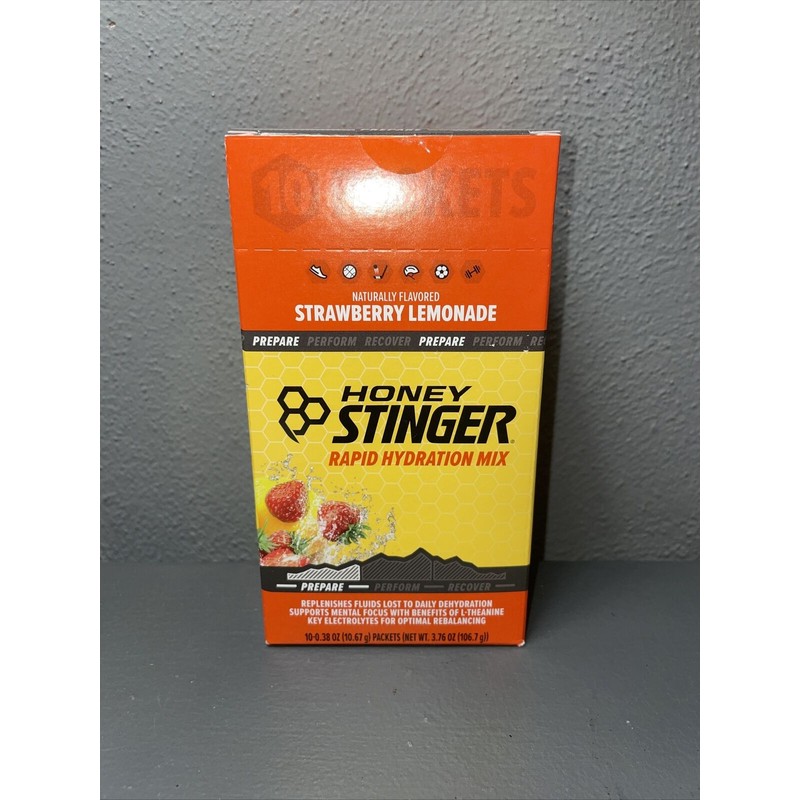 Honey Stinger Strawberry Lemonade Rapid Hydration Recovery 10 Pack Box