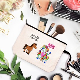 ZHANTUONE Other 40 Year Olds Me Unicorn Funny Cosmetic Bag, for Travel Toiletry Zipper Storage Pouch Makeup Bag, 40th Birthday Gifts, Wife 40th Birthday