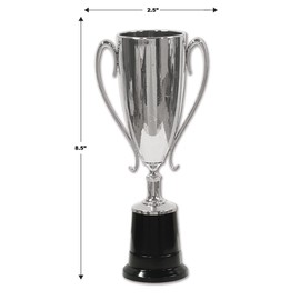 Beistle 6 Piece Plastic Trophy Cups Sports Tournaments, Competitions and Party Favors-Awards Night Movie Theme Decorations, 8.5", Silver/Black