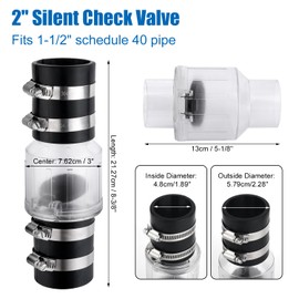BOXOB Silent Sump Pump Check Valve, 2 Inch Quiet Check Valve for Sump Pump Prevent Backflow Noise Reduction Fit for 1-1/2 Inch Schedule 40 Pipe