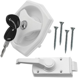 CR-MOESANCO® Caravan or Motorhome Door Lock with Cylinder and Two Keys (White)
