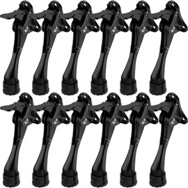 Chumia 12 Pieces Heavy Duty Door Stoppers 5.35 Inches Kickdown Adjustable Kick Down Door Stop for Bottom Easy Pedal with Rubber Tips Commercial (Black)