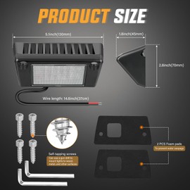 Nilight RV Exterior Light 2PCS 5 Inch Porch Lights Amber Beam 12V 24V LED Scene Cargo Lighting Black Aluminum Housing for RVs Trailers Travel Campers 5th Wheels Motorhome SUV Truck