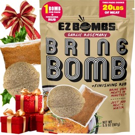 EZ Bombs Garlic Rosemary Brine Bomb Seasoning with Finishing Rub, Pack of 1 – All-in-One Turkey Brine Kit for Juicy, Flavorful Meat – Perfect for Turkey, Chicken, Pork, and Beef – Brines Up to 20 lbs