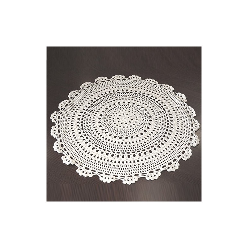 UOOOM 2 pcs Handmade Crochet Hollow Tablecloth Round Cotton Lace