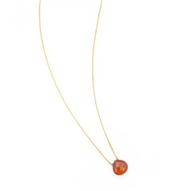 Hessonite Garnet Gemstone Heart shaped Drop Pendant Gold Plated Brass Chain Minimalist Charm Jewelry for Women Crystal Necklace