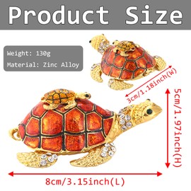 DTSFHTDAL 1PCS Turtle Trinket Boxes Hinged, Hinged Enamel Jewelry Box Crystals Bejeweled Turtle Trinket Box Turtle Jewelry Box Hand Painted Hinged Jewelry Organizer Art Collection Desktop Decoration