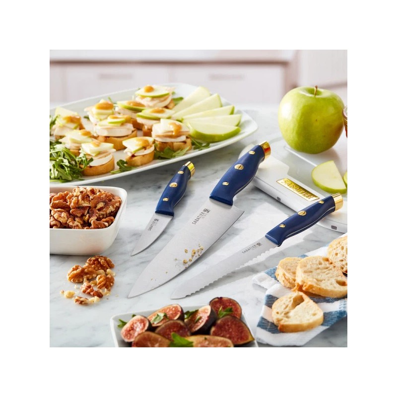 Sabatier 3-Piece Chef Set, Navy & Gold