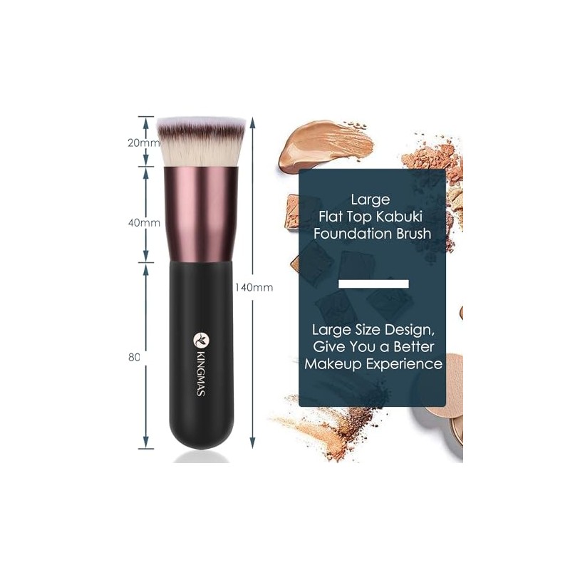 Brocha Base Kabuki Parte Superior Plana Maquillaje Líquido Mezcla Crema