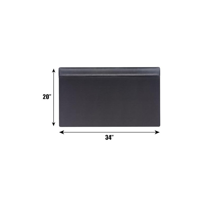 Dacasso Black Leather 34" X 20" Top-Rail Desk Pad