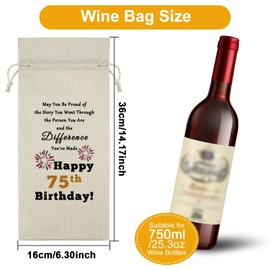75th Birthday Gifts for Born in 1949 Wine Bag 75 Years Old Birthday Gift Inspirational Birthday Quotes Wine Accessories Gifts for Wine Lovers Gifts for Someone Turning 75 Wine Bottle Decoration Bag