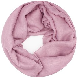 Gloop 01122-01123-P Women's Elegant Plain Loop Scarf, Tube Scarf, Plain Colour, Lightweight Tube Scarf, Dusky pink without glitter