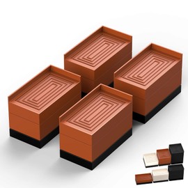 Furniture Risers, Tclouda Bed/Sofa/Desk/Table/Chair Leg/Fridge Lifts to 1.5, 3 and 4 in, Rectangle Adjustable Risers Blocks for Extenders, Heavy Duty Supports Up to 1300 Lbs, 3 in-Brown-Rectangle