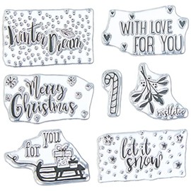 Rayher 50219000 Clear Stamps Christmas Greetings 102.5 x 97 mm 7 Designs in Individual Bags 1 sheet, white, normal.
