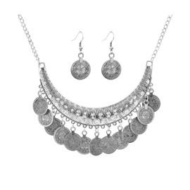 Gypsy Jewelry Set Gypsy Costume for Women Gold Coin Necklaces Earrings Set Belly Dance Jewelry Accessories Egyptian Renaissance Costume