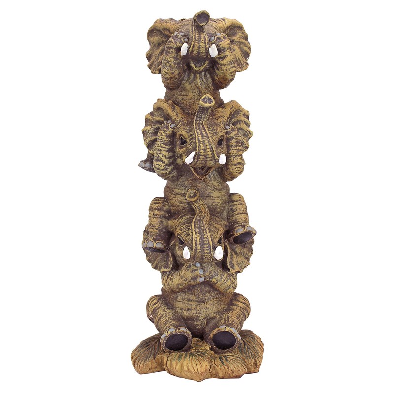 Design Toscano NG33769 Hear-No, See-No, Speak-No Evil Stacked Elephants Collectible