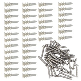 BENEDETTO 80 Pieces Self-Drilling Drywall Anchors and Screws Kit, Plastic Wall Anchor Kit for Heavy Duty 50lbs-75lbs Load Capacity, Wall Cabinets, Picture Frames and More (40 Sets)