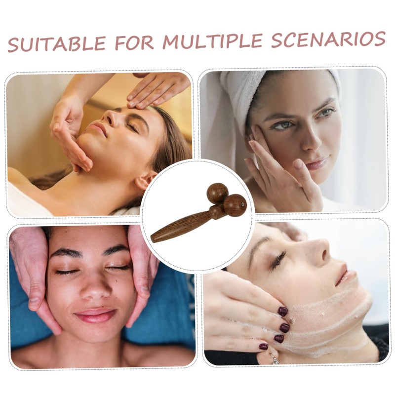 Outanaya 1pcs Face Massage Roller Wooden Face Massager for Lifting