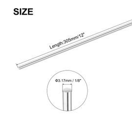 sourcing map 1/8 Inch x 12 Inch 304 Stainless Steel Solid Round Rods Metal Lathe Bar Stock for DIY Craft 4 Pcs