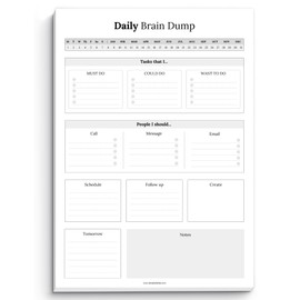 Brain Dump Notepad, To Do List Desk Pad, Productivity Planner, ADHD Daily Planner | 50 Undated Tear Away Sheets A4 (Mono)