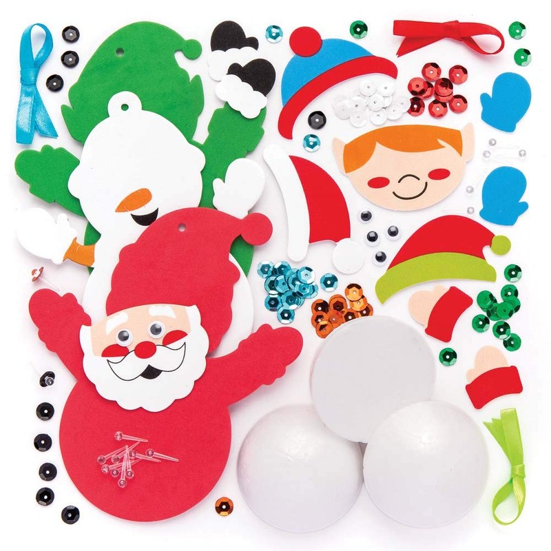 Baker Ross Christmas Characters Sequin Decoration Set (3 Pieces) for
