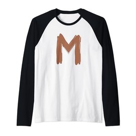 Creative Bold Leather Letter M - Design - Alphabet - Marker Raglan Baseball Tee
