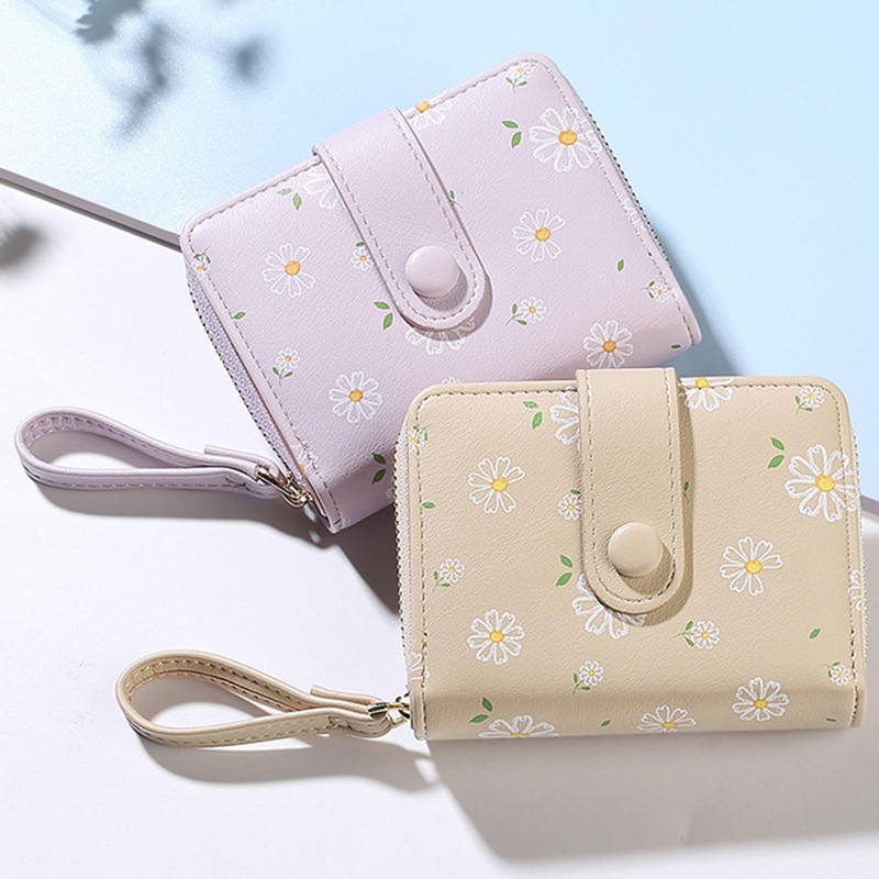Farcauo Cartera Pequeña Con Estampado De Margaritas verde claro Cartera